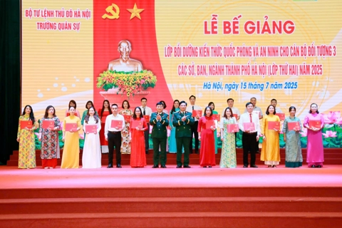 Hà Nội: bế giảng lớp bồi dưỡng kiến thức QP&AN cho cán bộ đối tượng 3 các sở, ngành 