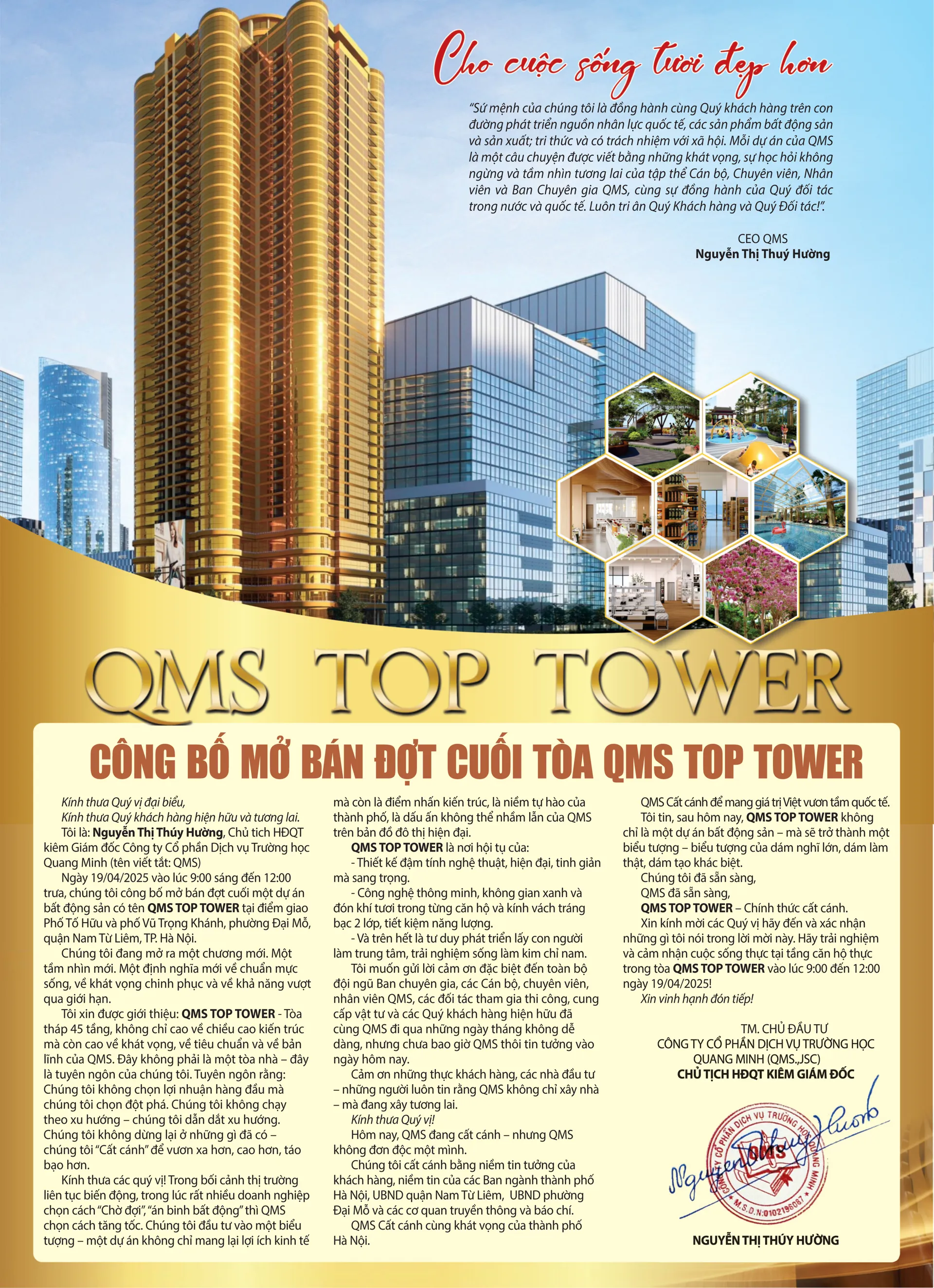 Công bố mở bán đợt cuối tòa QMS TOP TOWER