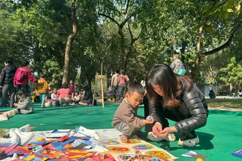 Rộn ràng hoạt động trải nghiệm sáng tạo tại Công viên Thống Nhất