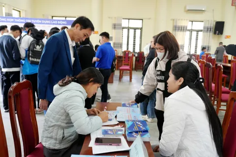 Xã Ô Diên tổ chức Điểm tư vấn, hỗ trợ kết nối thông tin thị trường lao động