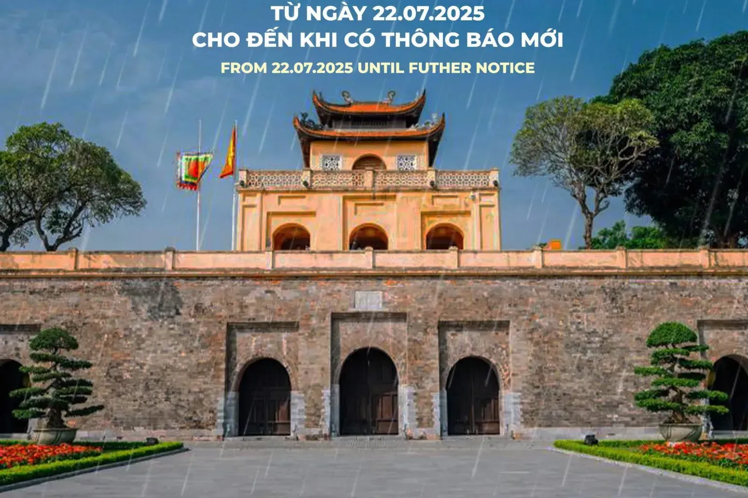 Hoàng thành Thăng Long tạm dừng đón khách tham quan để chống bão số 3