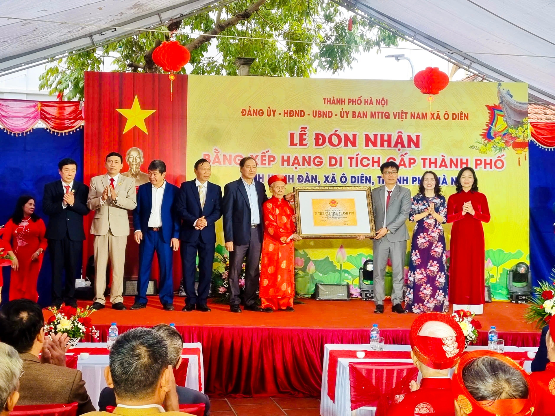 Xã Ô Diên: đình Hạnh Đàn đón nhận Bằng xếp hạng di tích cấp Thành phố