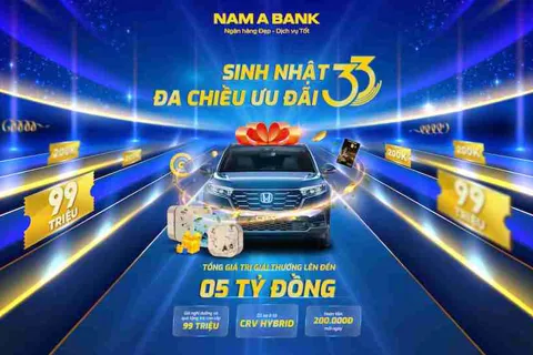 Sinh nhật 33 năm Nam A Bank: hoàn tiền mỗi ngày, cơ hội trúng xe honda CR-V Hybrid
