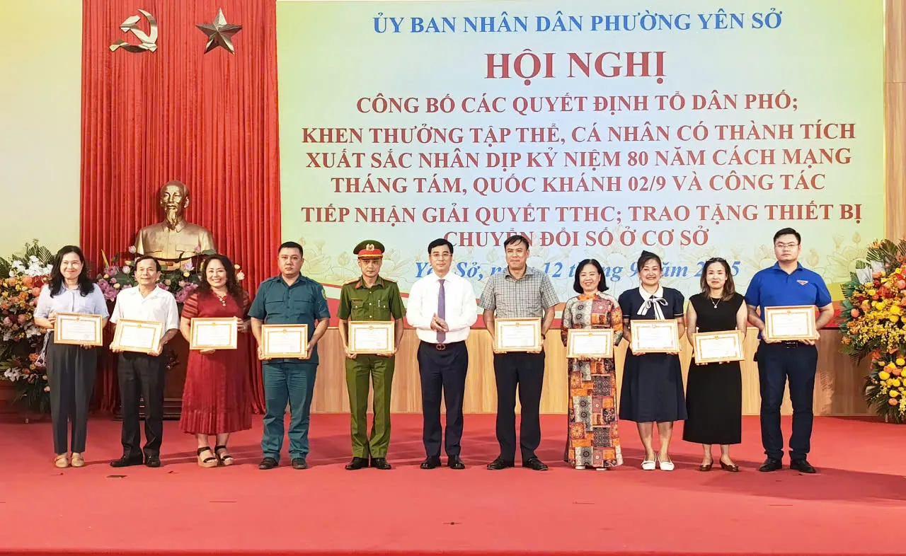 Phường Yên Sở khen thưởng nhiều tập thể, cá nhân xuất sắc dịp 80 năm Quốc khánh 2/9