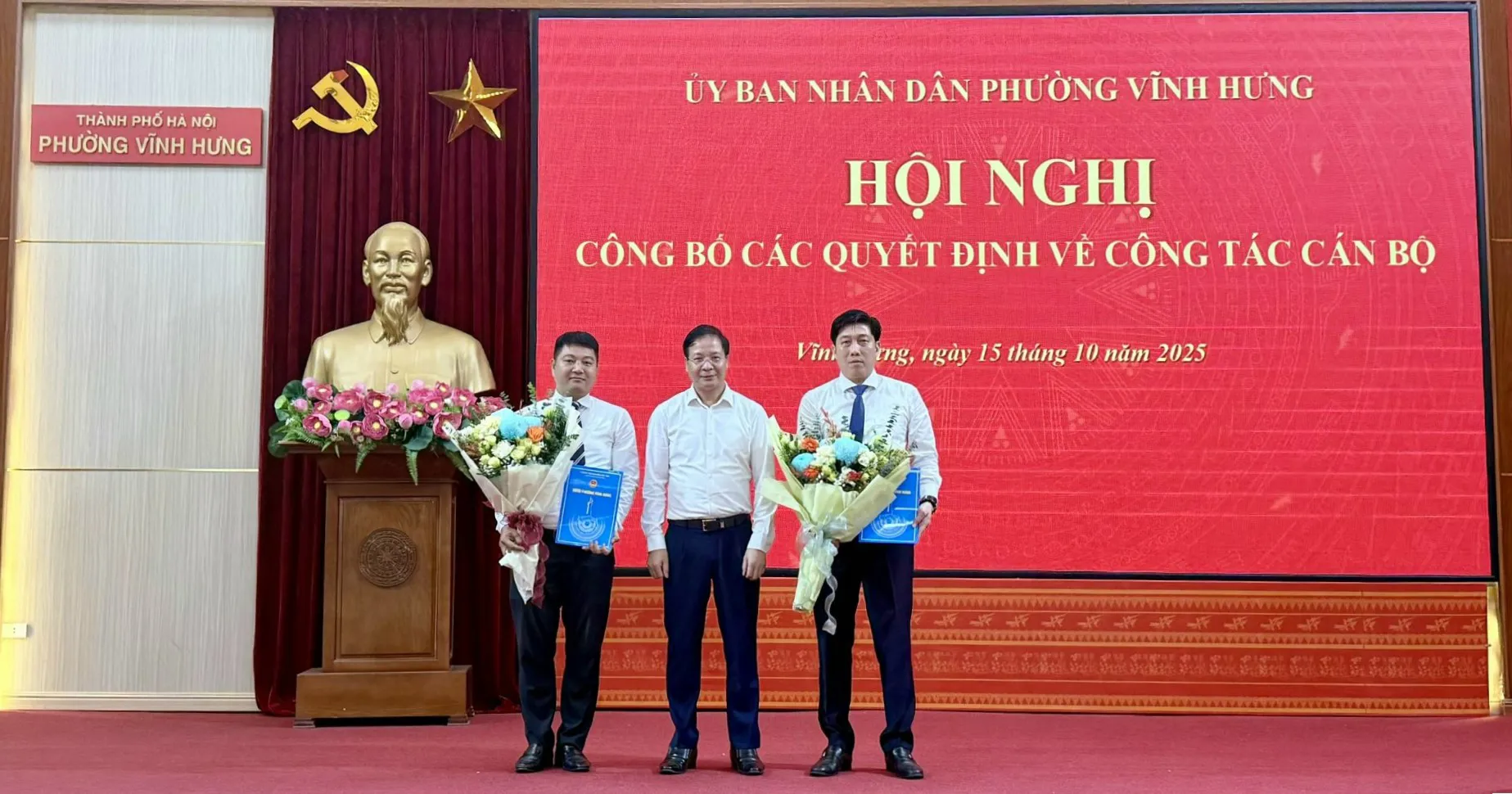 UBND phường Vĩnh Hưng công bố 8 quyết định về công tác cán bộ