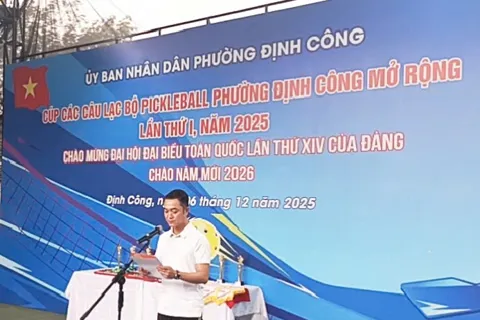 112 vận động viên tranh tài tại giải Pickleball phường Định Công 2025